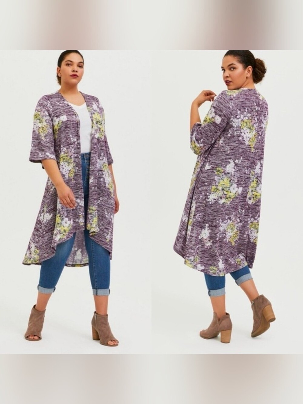 torrid Hacci fabric Purple Floral Duster kimono size 1X NWT